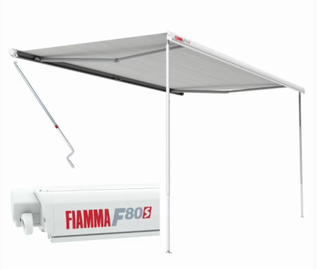 Маркиза Fiamma F80s, 4м, механическая накрышная, корпус белый, полотно серое